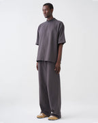 Luxury 7.5 OZ Peached French Terry Mock Neck Oversized Boxy Tee and Oversized Open Leg Sweatpants