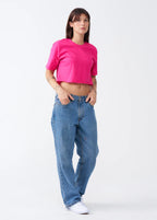 Elegant Combed Cotton Crop Top T-Shirt (XX-Large+)