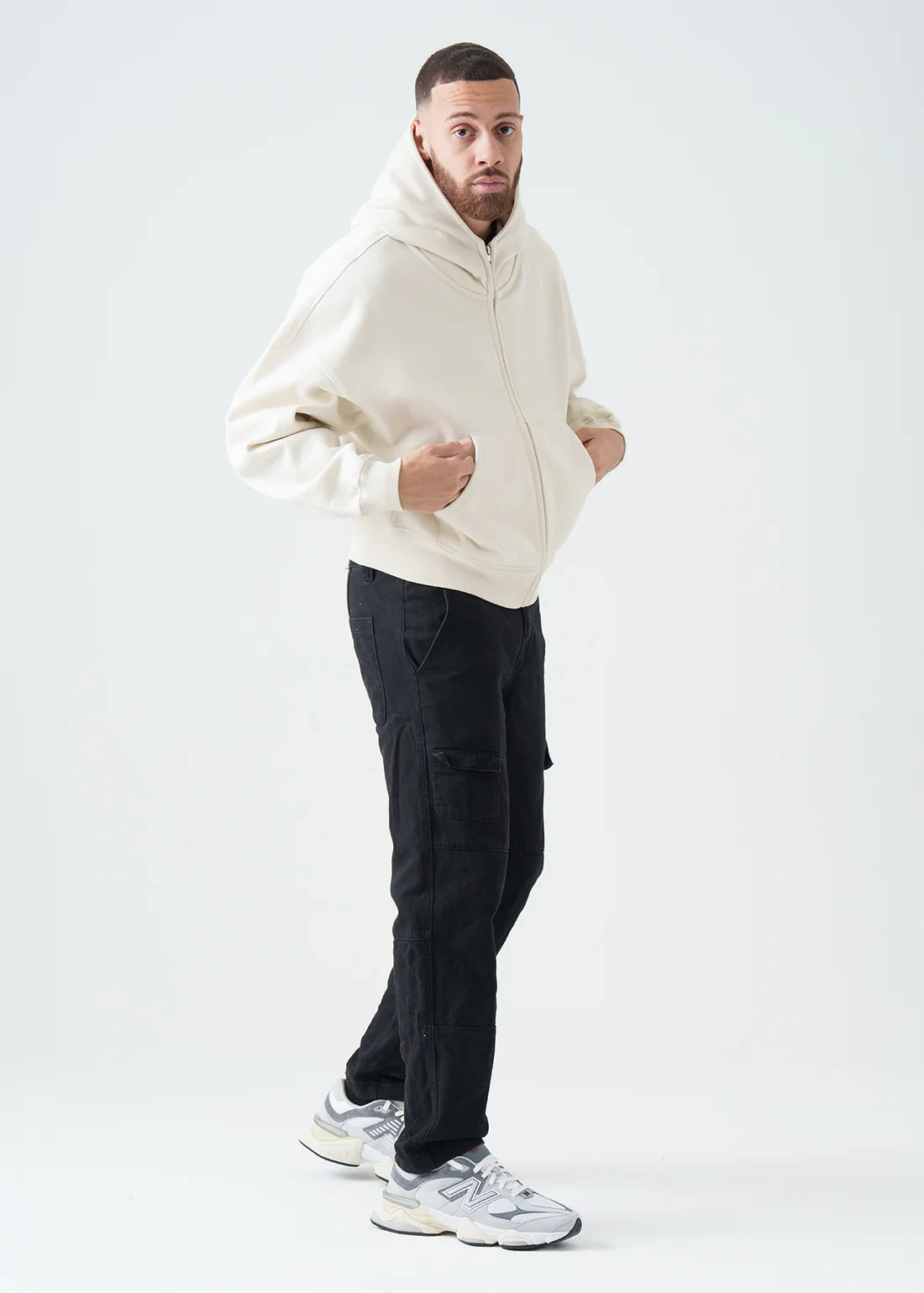 Luxury Oversized Boxy Cropped Heavyweight Full-Zip Hoodie