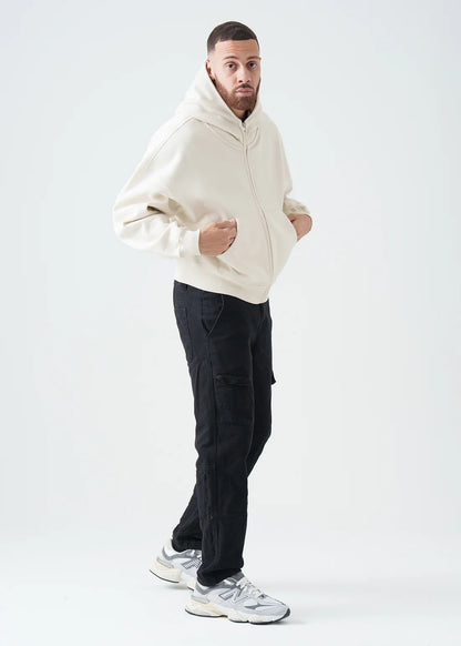 Oversized Boxy Cropped Heavyweight Full-Zip Hoodie
