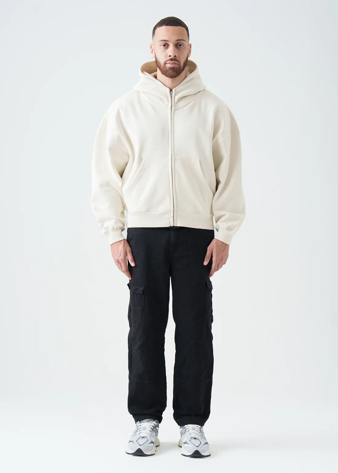 Oversized Boxy Cropped Heavyweight Full-Zip Hoodie