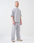 Luxury 7.5 OZ Peached French Terry Mock Neck Oversized Boxy Tee and Oversized Open Leg Sweatpants
