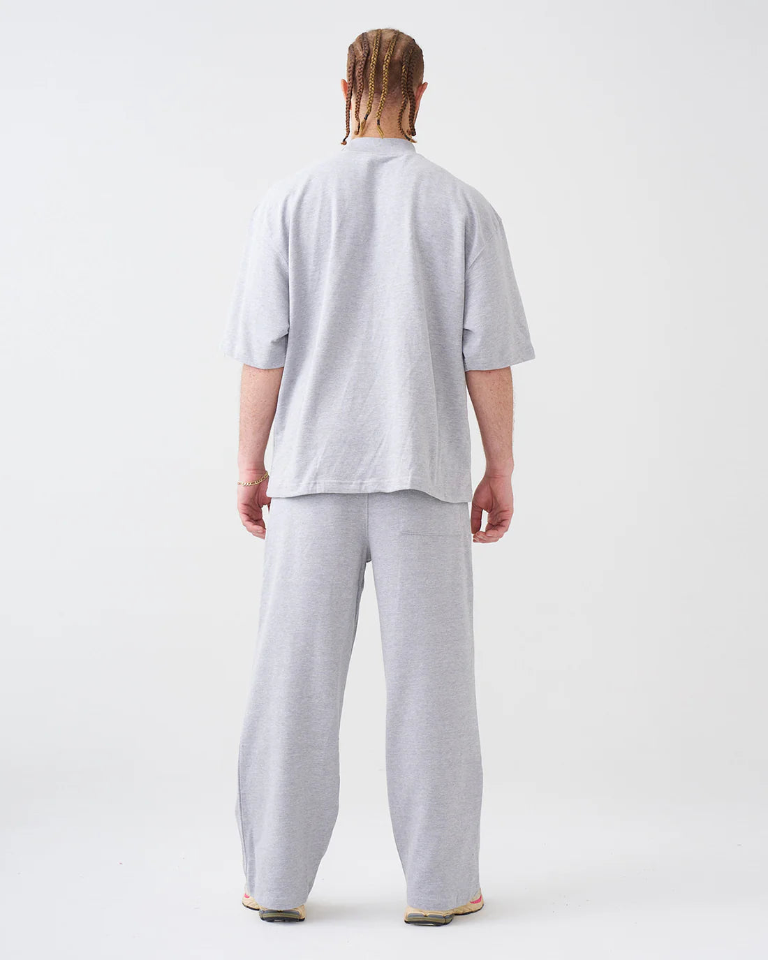 Luxury 7.5 OZ Peached French Terry Mock Neck Oversized Boxy Tee and Oversized Open Leg Sweatpants