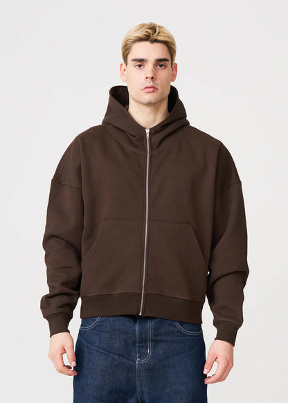 Oversized Boxy Cropped Heavyweight Full-Zip Hoodie