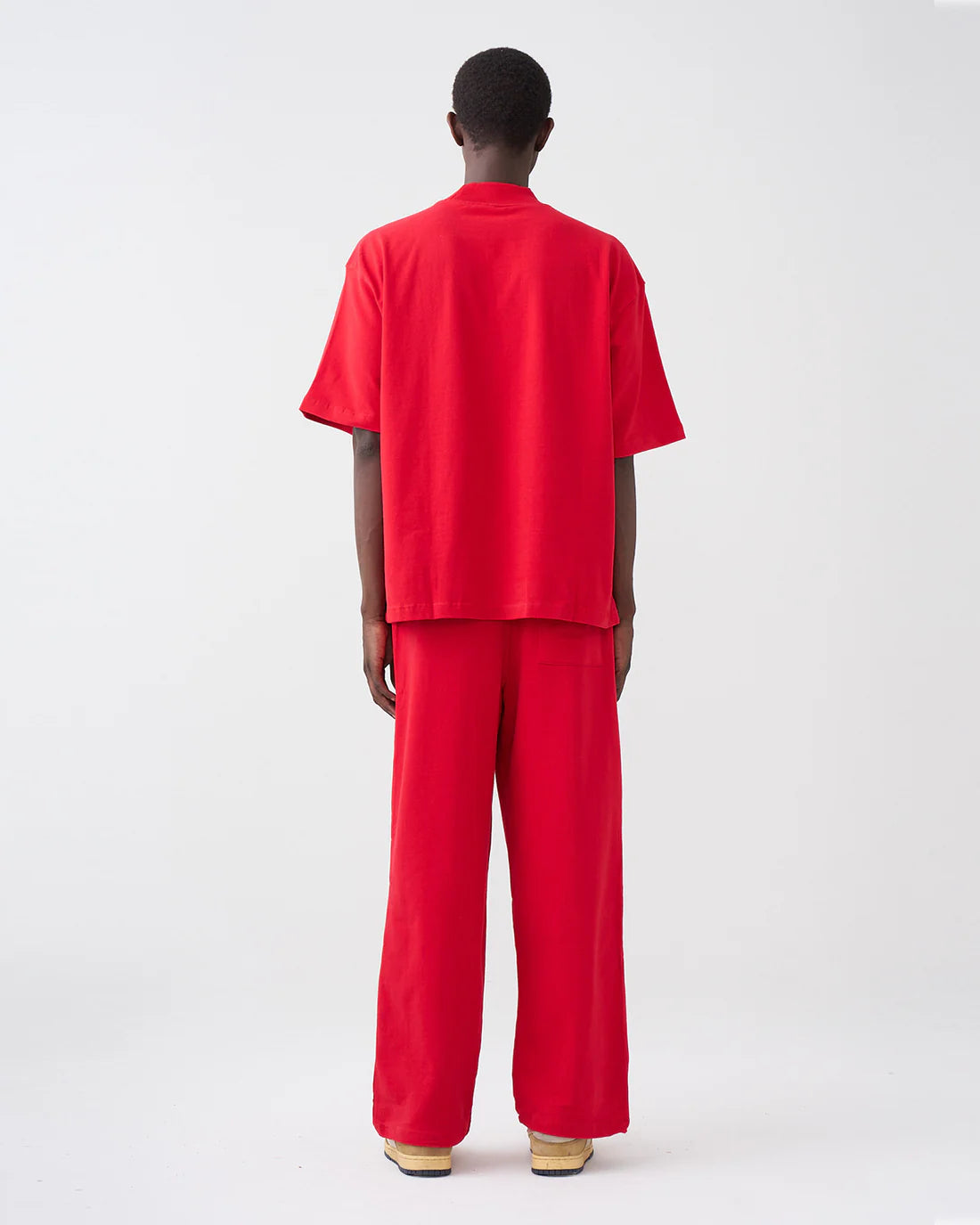 Luxury 7.5 OZ Peached French Terry Mock Neck Oversized Boxy Tee and Oversized Open Leg Sweatpants