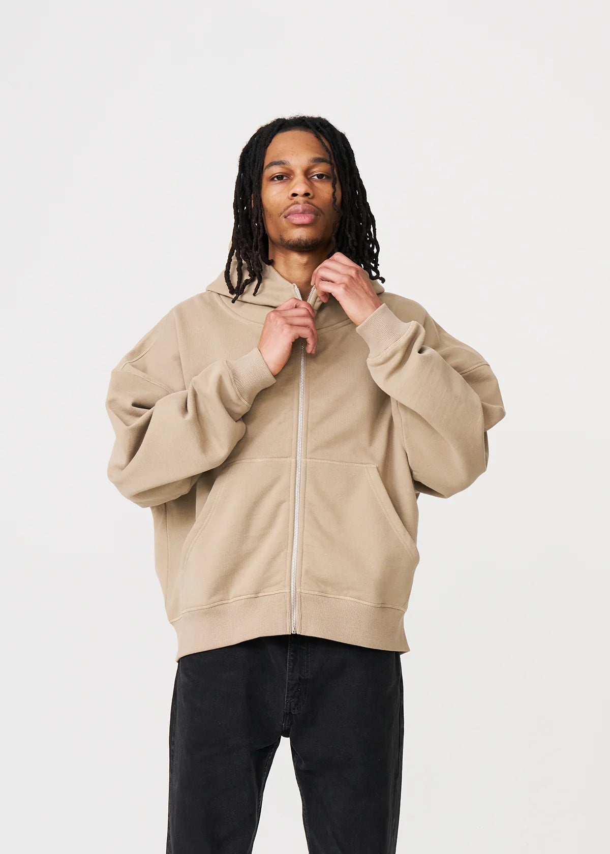 Luxury Oversized Boxy Cropped Heavyweight Full-Zip Hoodie