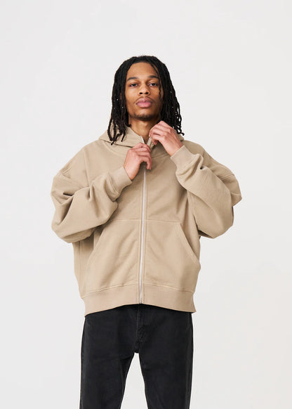 Oversized Boxy Cropped Heavyweight Full-Zip Hoodie