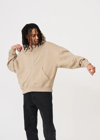 Oversized Boxy Cropped Heavyweight Full-Zip Hoodie