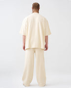 Luxury 7.5 OZ Peached French Terry Mock Neck Oversized Boxy Tee and Oversized Open Leg Sweatpants