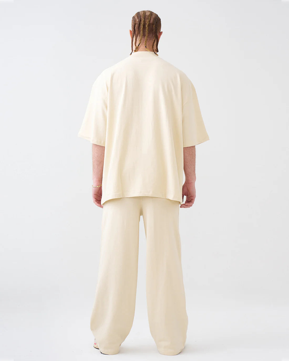 Luxury 7.5 OZ Peached French Terry Mock Neck Oversized Boxy Tee and Oversized Open Leg Sweatpants