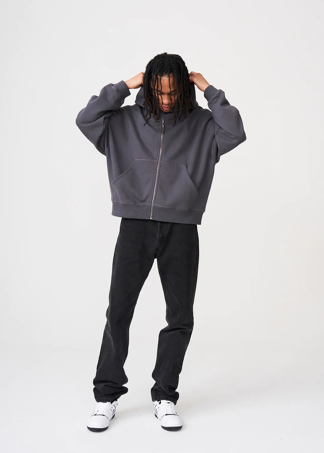 Luxury Oversized Boxy Cropped Heavyweight Full-Zip Hoodie