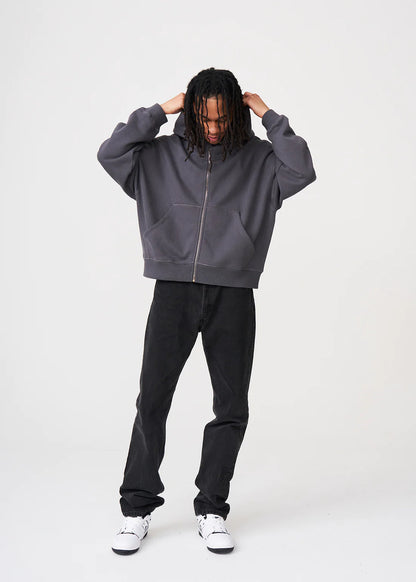 Oversized Boxy Cropped Heavyweight Full-Zip Hoodie